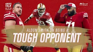 Ex49er Aldon Smith reacts to being called toughest opponent Joe Staley Trent Williams faced [upl. by Henrie]