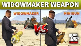 GTA 5 Widowmaker Weapon  NEW GTA ONLINE WIDOWMAKER GUN REVIEW Damage Test vs Minigun [upl. by Arhoz]