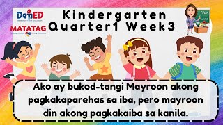 Quarter1 Week 3 Kindergarten MATATAG Curriculum [upl. by Alano667]