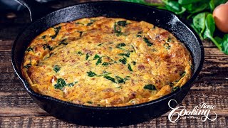 Crustless Spinach Bacon Quiche  GlutenFree Skillet Quiche [upl. by Anderer]