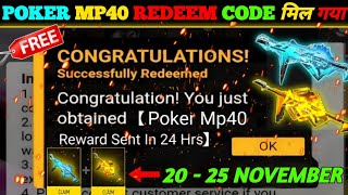 FREE FIRE REDEEM CODE TODAY 20 NOVEMBER REDEEM CODE FREE FIRE  FF REDEEM CODE TODAY 20 NOVEMBER [upl. by Ahsropal]