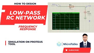 Design and analyze lowpass RC Network frequency response simulation proteus [upl. by Akinas248]