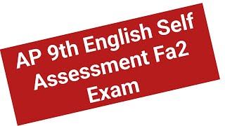 AP Self Assessment 2 Class 9th English 2024  Class 9th English Self Assessment Fa2 Answer [upl. by Atinev]