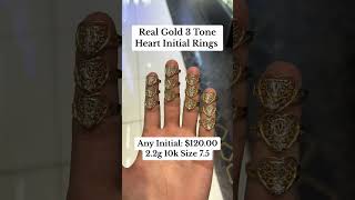 Real 3Tone Gold Heart Initial Rings at Ijaz Jewelers rings diamondring goldrings [upl. by Armond]