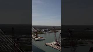 Completing Gordie Howe Bridges Cable with Precision cablebridge detroitdrone [upl. by Nolie326]