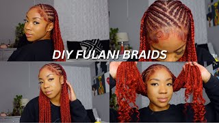 DOING MY OWN FULANI BRAIDS ON RED HAIR HOW TO BRAID ON “MOVING” SCALP  KNOTLESS BRAIDS WITH CURLS [upl. by Stretch]