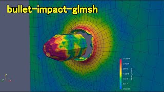 Impact bullet by HAKAI  Open Source FEM solver Dynamic explicit fracture analysis [upl. by Stanwinn]