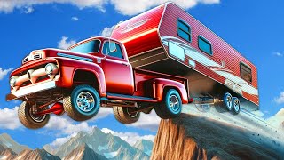 EPIC Camper Race Down a Snowy Mountain Ends in DISASTER in BeamNG Drive Mods [upl. by Gazzo]