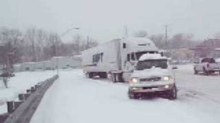 121908 F150 pulls semi truck up snowy off ramp [upl. by Marieann]