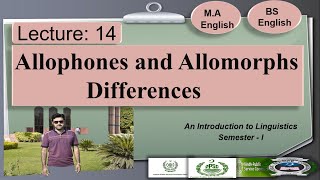 Allophones and Allomorphs Differences  Lecture 14 LinguisticsI  UrduHindiEnglish [upl. by Shwalb]