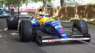 Sebastian Vettel Drives Nigel Mansell his old Williams F1 FW14B [upl. by Meit]