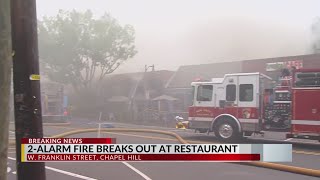 After 3 hours crews contain fire along Franklin Street in Chapel Hill [upl. by Cassidy]