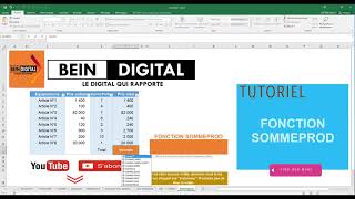 Fonction Excel SOMMEPROD [upl. by Lilllie55]