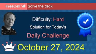 Microsoft Solitaire Collection FreeCell  Hard  October 27 2024 [upl. by Tarr]