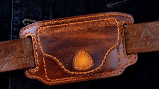 How to make a leather belt wallet  Leather craft DIY  Tutorial and pattern download [upl. by Rick188]