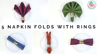 How to Fold Napkins with Rings 5 Fancy Napkin Folding Techniques for Your Thanksgiving Dinner Table [upl. by Yellehs]