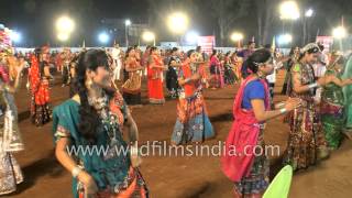 Young Gujarati girls perspire as they dance Garba  Navratri celebrations in India [upl. by Ulda]