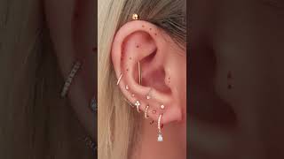 Unique Ear Styling Piercing Curation Combination Ideas for Females with Gold Ear Piercing Jewel [upl. by Katzir]