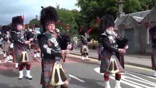 Marching Pipe Band Bridge Dunkeld Highland Perthshire Scotland [upl. by Stoddart87]