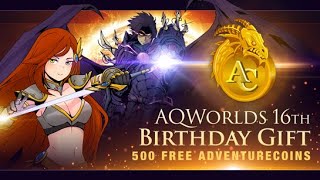 AQWorlds Free 500 ACs 16th Birthday Quest [upl. by Yrojram]