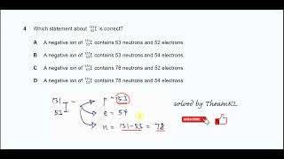 970111MJ24Q4 Cambridge International AS Level Chemistry MayJune 2024 Paper 11 Q4 [upl. by Coh]