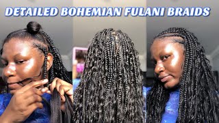 DIY Fulani Boho Braids  Medium Size Braids w Human Hair Ft Waviy hair [upl. by Mariejeanne]