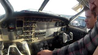 Twin turboprop Kingair U3A startup cockpit view [upl. by Anahcar]