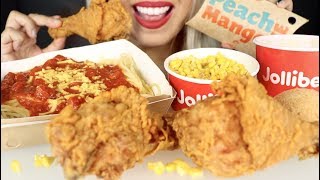 ASMR Jollibee Fried Chicken Spaghetti Pie  Filipino Fast Food No Talking [upl. by Legin]