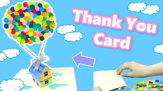 飛び出すカード 作り方 簡単🎈バルーンハウス 🎈 サンキューカード💖💖💖│Pop up card 🎈balloon house🎈 thank you card DIY💖│手工立體氣球屋 感謝卡🙇🙇🙇 [upl. by Brunhilde]