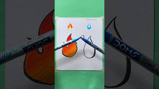 🔥VS💧Easy Painting with DOMS brush pen shorts craft art drawing crafts satisfying [upl. by Ideih]