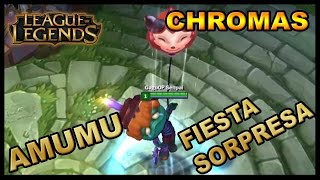 👍 NUEVOS ASPECTOS CHROMAS DE AMUMU FIESTA SORPRESA  NEW CHROMA SKINS SURPRISE PARTY AMUMU [upl. by Nautna]