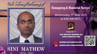 Funeral Service of Sini Mathew  On Wednesday 5th May 2021 0900am Live from Leicester UK [upl. by Ann-Marie230]