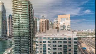 Aerial top view to Sheikh Zayed road near Dubai Marina timelapse Dubai [upl. by Hafeetal]