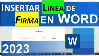 INSERTAR LINEA DE FIRMA EN WORD 2023 [upl. by Korman]