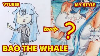 Draw VTUBER quot Bao The Whalequot in My Style  Huta Chan [upl. by Bocyaj]