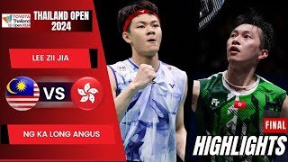 Lee Zii Jia MAS vs Ng Ka Long Angus HKG  F  Thailand Open 2024 [upl. by Sorvats]