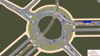 PTV Vissim A Roundabout with Tram Priority [upl. by Alenson110]