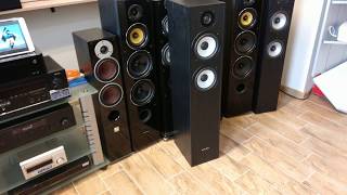 Stereo Yamaha RN303D with Pylon Audio Pearl 25 floor standing speakers [upl. by Cohdwell]