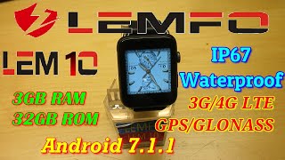 LEMFO LEM 10 3GB32GB 182quot Square 4G Android 711 SmartwatchIP67 test AnTuTu testOK Google [upl. by Paulsen]