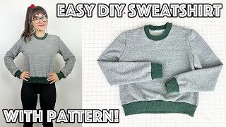 Easy DIY Unisex Crewneck Sweatshirt Sewing Tutorial With Pattern  Sew Anastasia [upl. by Higginbotham]