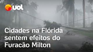 Furacão na Flórida cidades costeiras são afetadas por fortes ventos antes da chegada do Milton [upl. by Quill639]