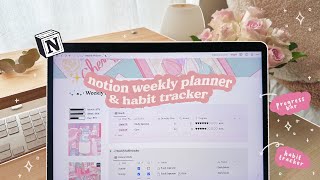 ✏️ notion weekly planner💡tutorial  free template [upl. by Carree]