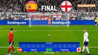 SPAIN Vs ENGLAND  Penalty Shootout  Final UEFA Euro 2024  Yamal vs Saka  PES Gameplay [upl. by Llertnom272]