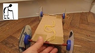 Hey Grandad  rubber band powered car without hot glue [upl. by Htiduj306]