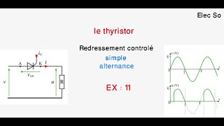 Exercice 11  le thyristor Redressement contrôlé monophasé simple alternance [upl. by Taima]