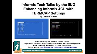 Informix TechTalk Enhancing Informix 4GL with TERMCAP Settings by Lester Knutsen [upl. by Navert]