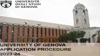 University of Genova Application Procedure 202324 [upl. by Barr]