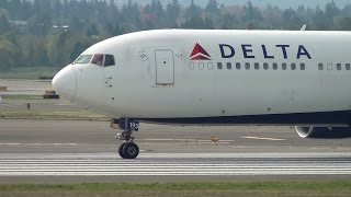 Delta Air Lines 767300ER N193DN Takeoff Portland Airport PDX [upl. by Raddatz455]