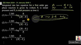 Integrated rate law equation for a first order gas phase reaction is given by where Pi is initial p [upl. by Notnert999]