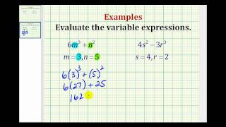 Examples Part 2 Evaluating Variable Expressions [upl. by Baram14]